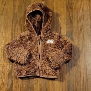 The North Face Brown Fleece Hooded Jacket With Animal Ears
